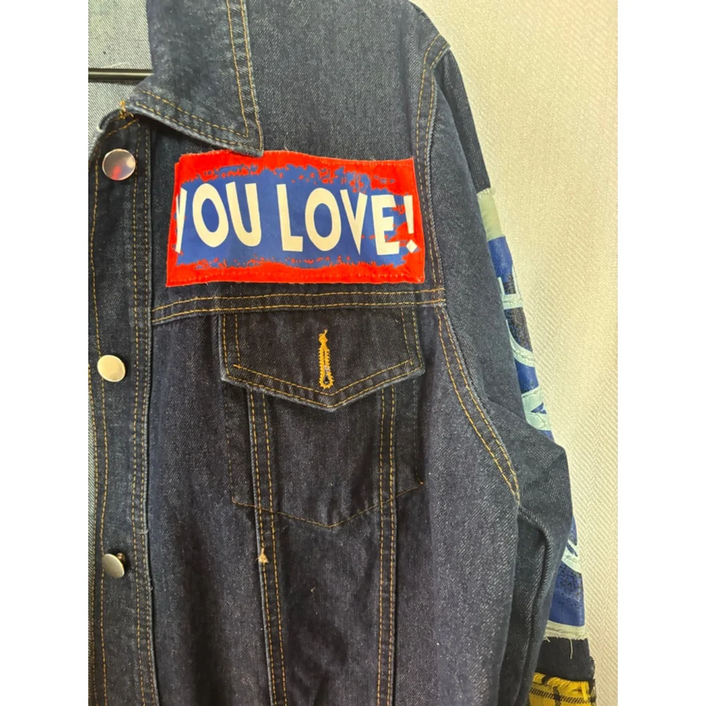 Women's Yiyi Princess Blue Denim Plaid Patchwork Jean Jacket